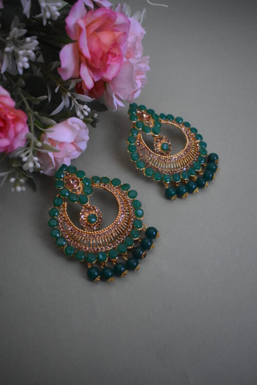 Silver Stones And Pearl Studded Earrings Set