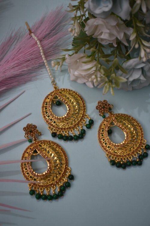 Gold Plated Beads Earrings Set