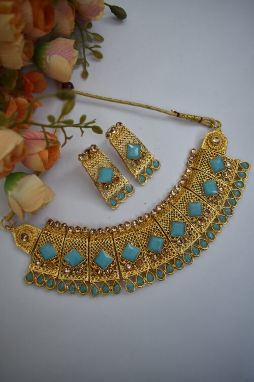 Gold Plated Stone Studded Jewellery Set