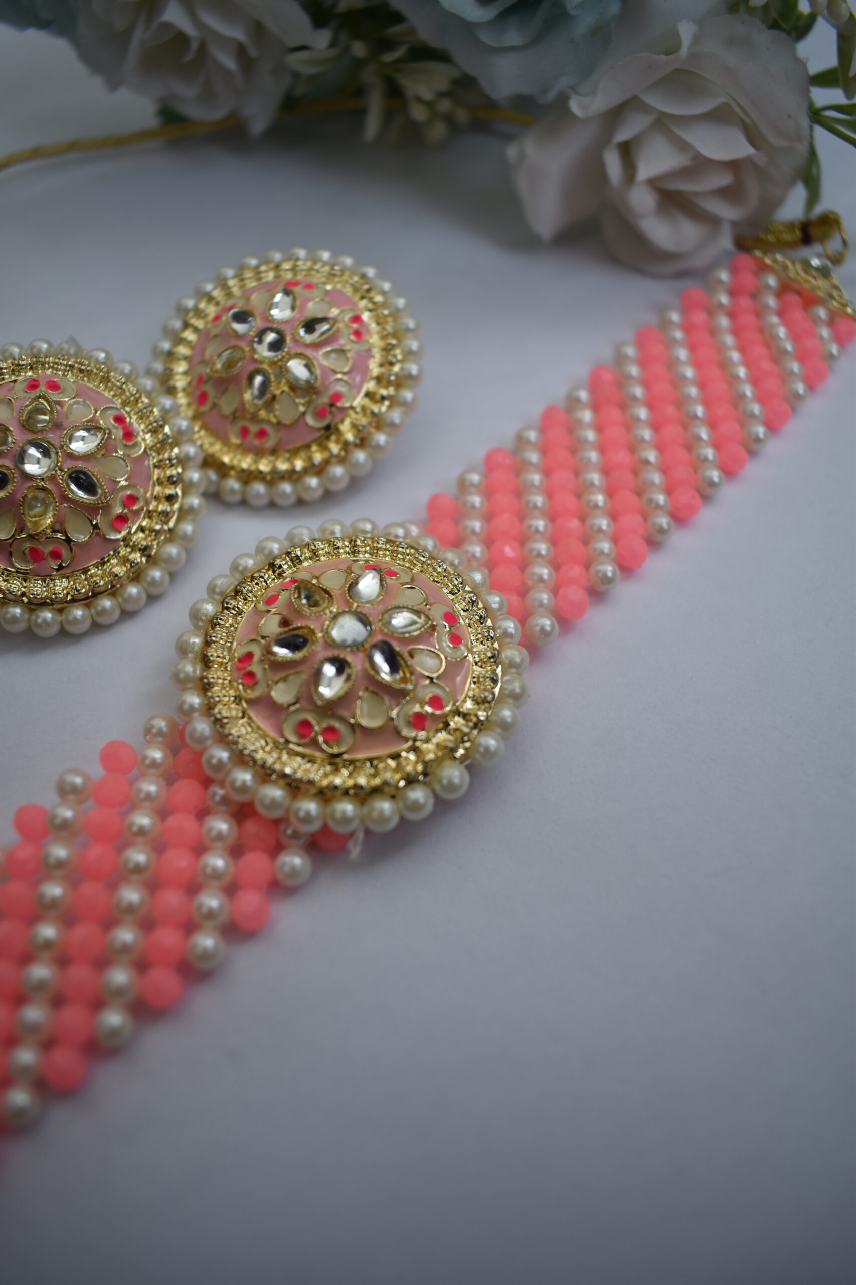 Pastel Kundan & Meenakari Choker With Earrings