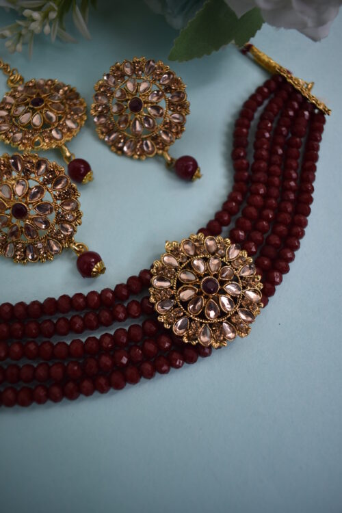 Gold Stone Studded Choker Set