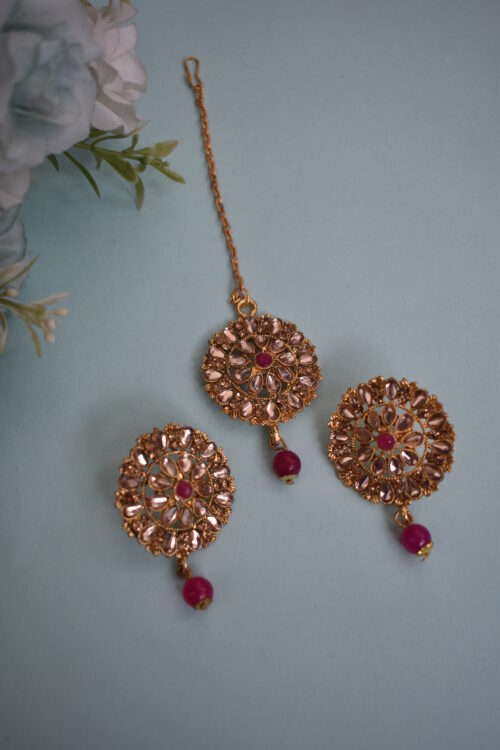 Gold Stone Studded Choker Set