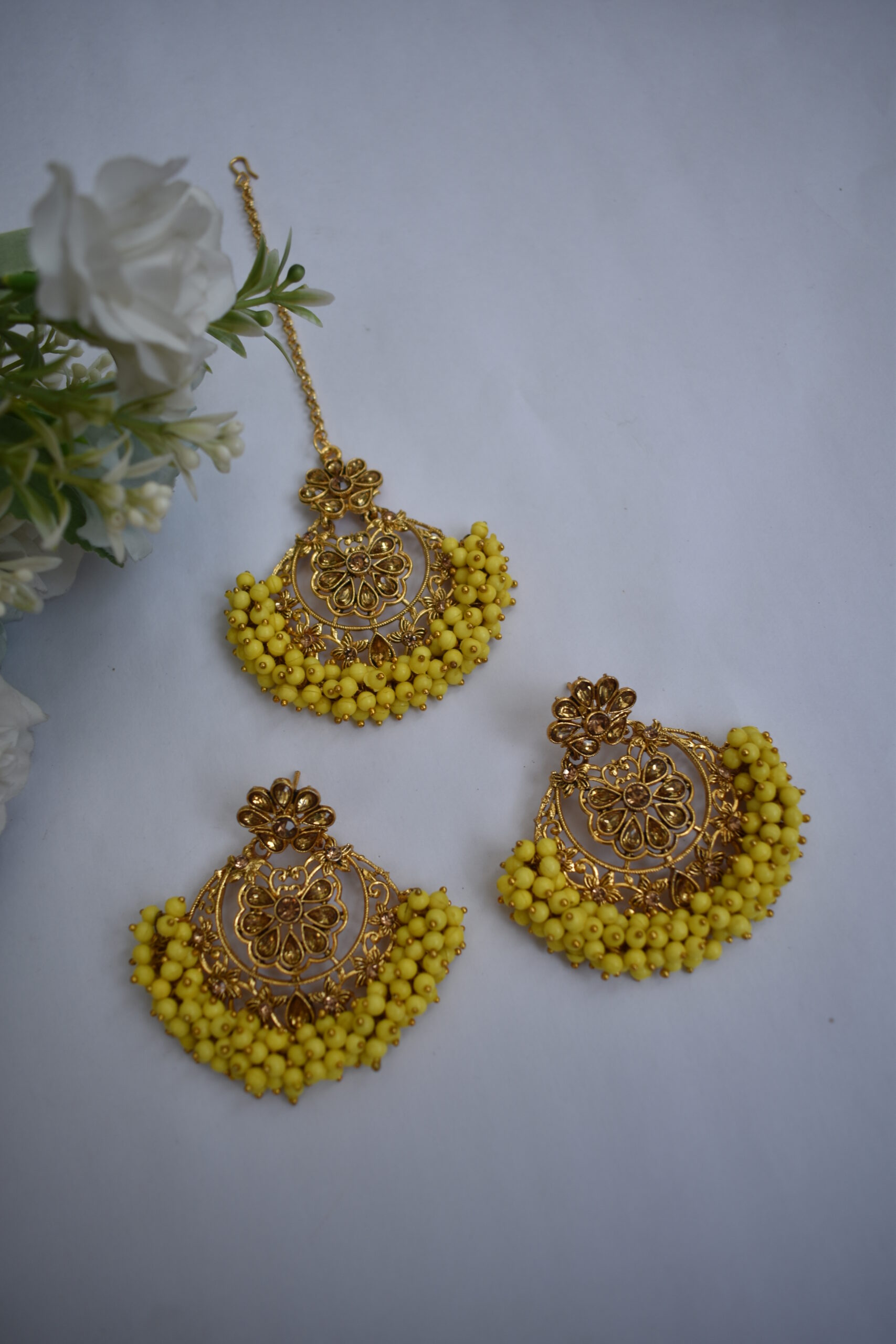 Maang Tikka With Drop Earrings