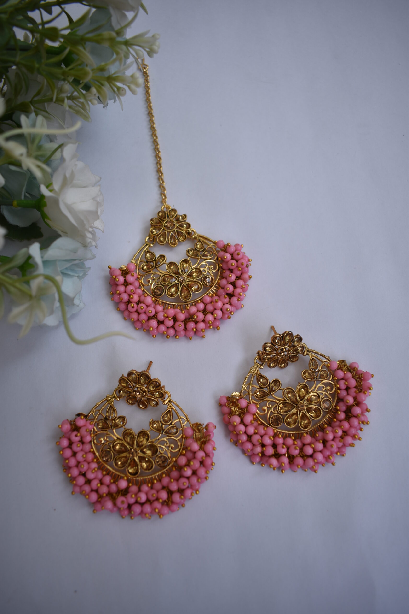 Maang Tikka With Drop Earrings