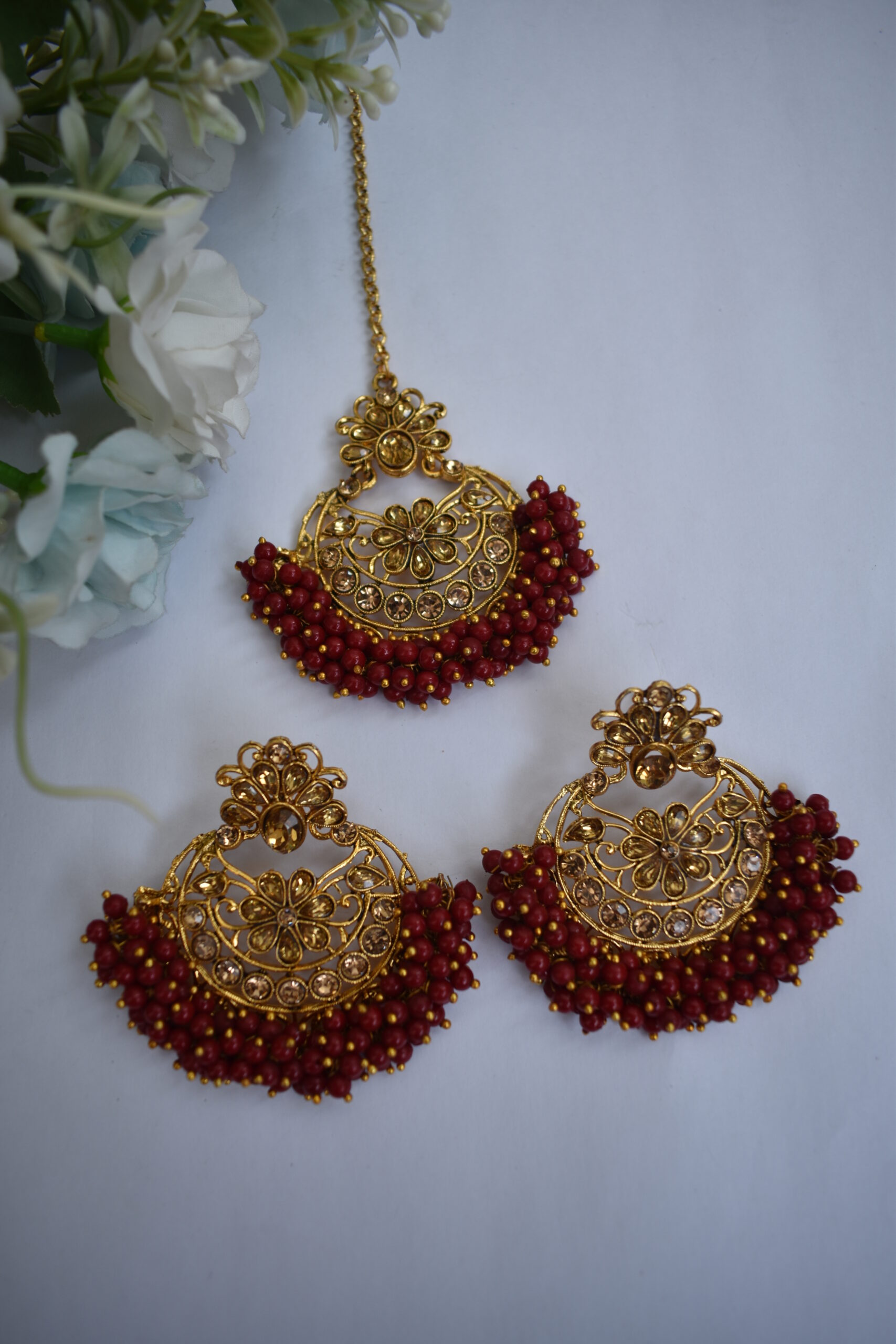 Maang Tikka With Drop Earrings