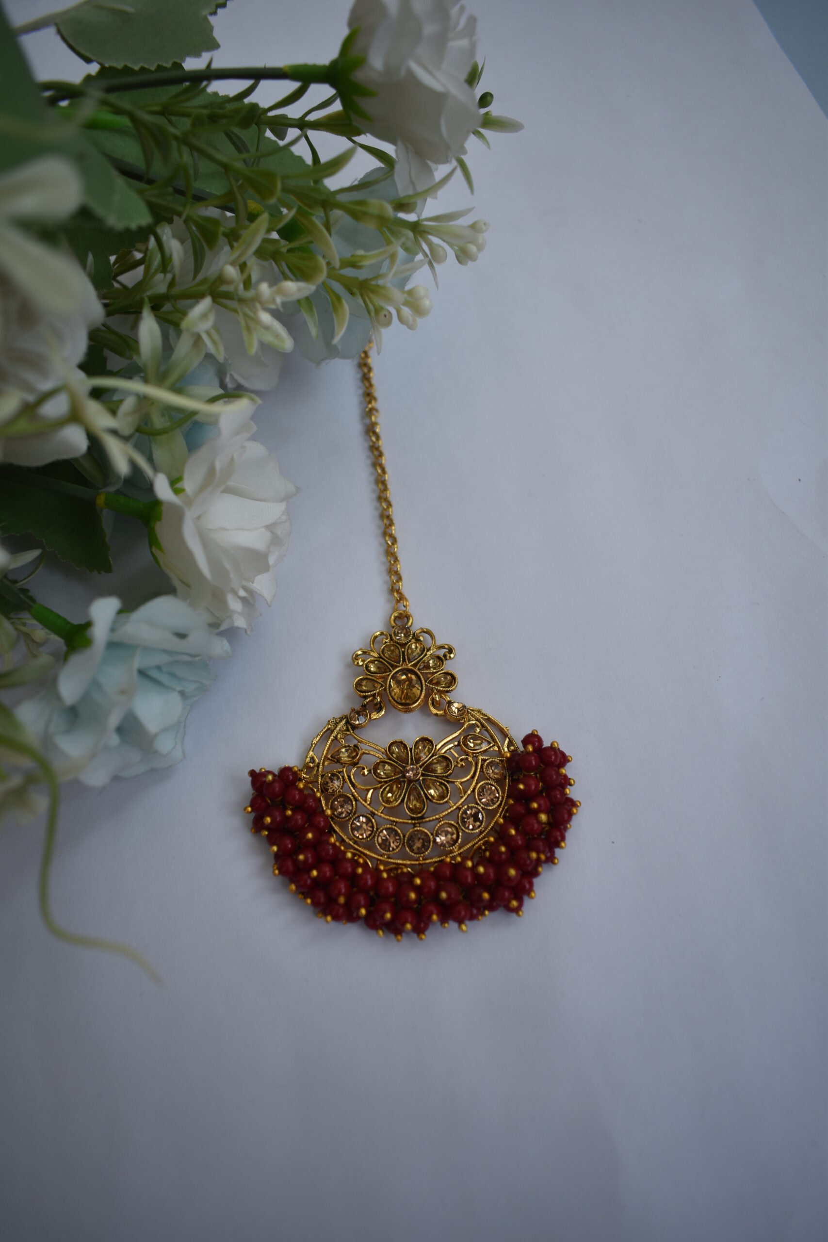 Maang Tikka With Drop Earrings