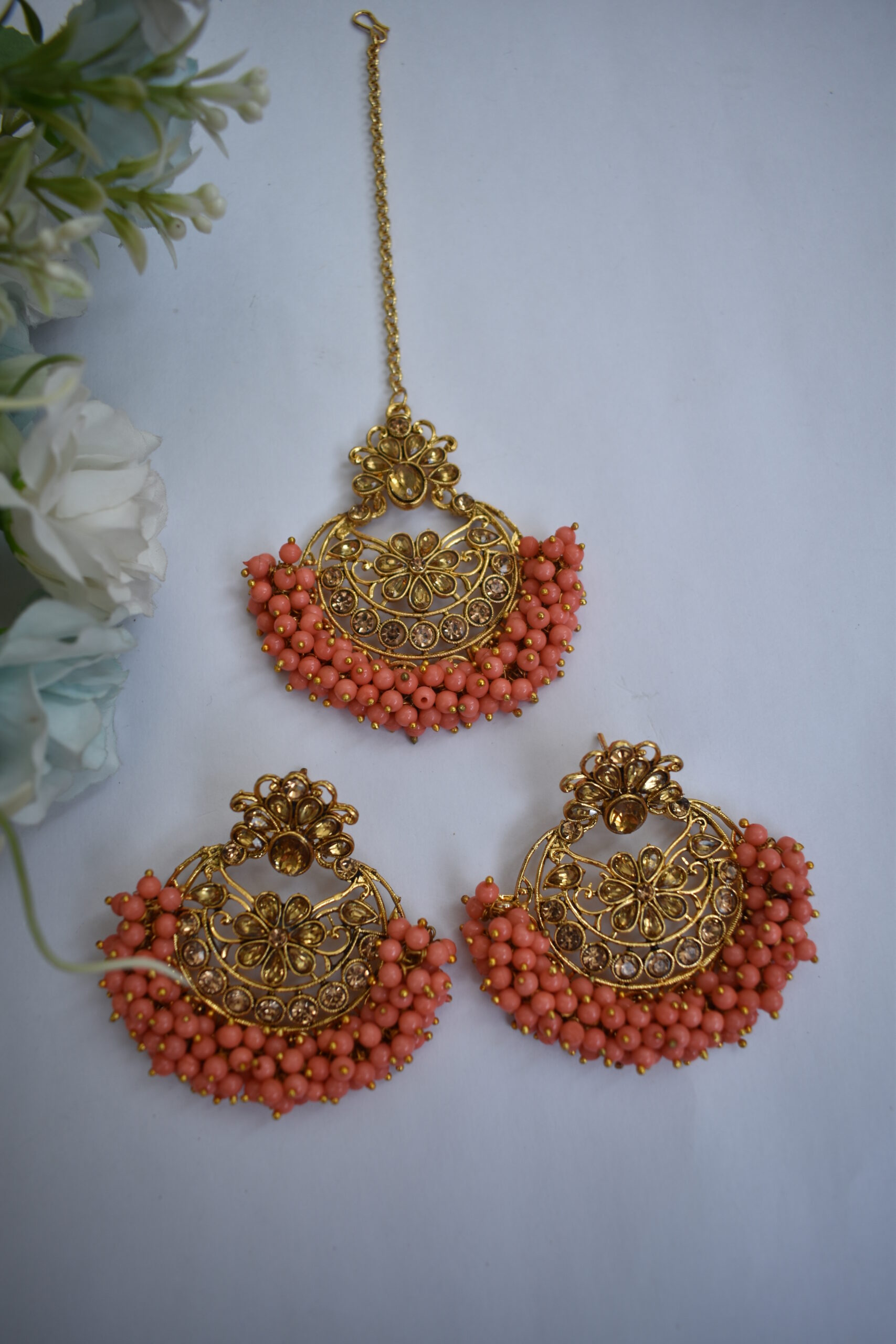 Maang Tikka With Drop Earrings