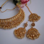Golden Pearl Studded Necklace Set