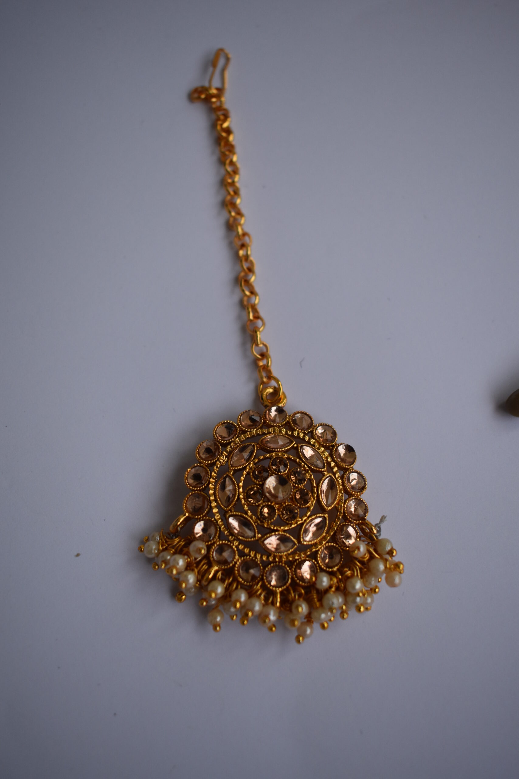 Golden Pearl Studded Necklace Set