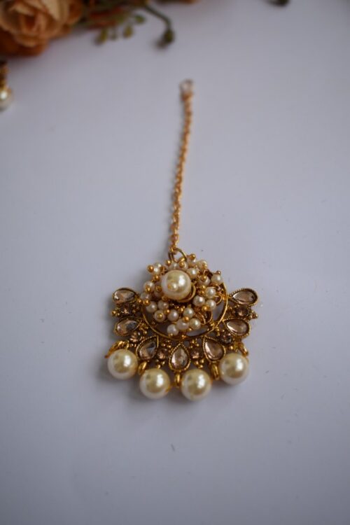 Gold Plated Pearl Embellished Necklace Set