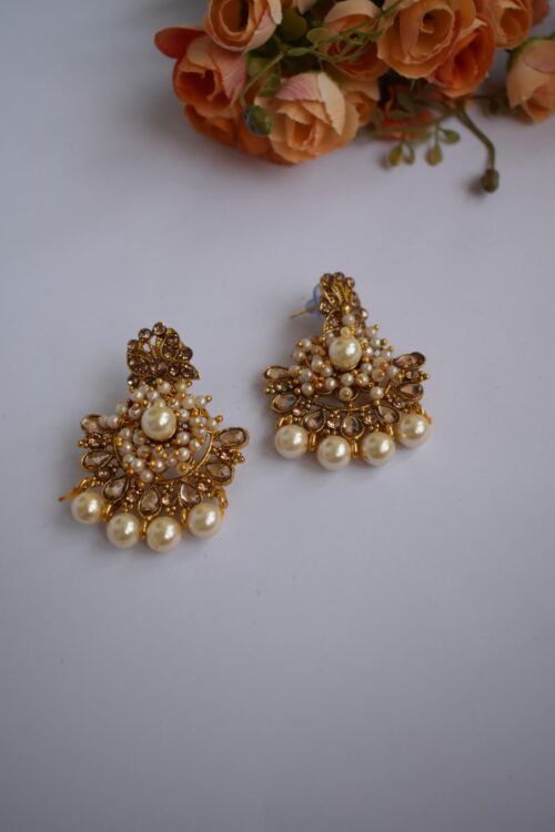 Gold Plated Pearl Embellished Necklace Set