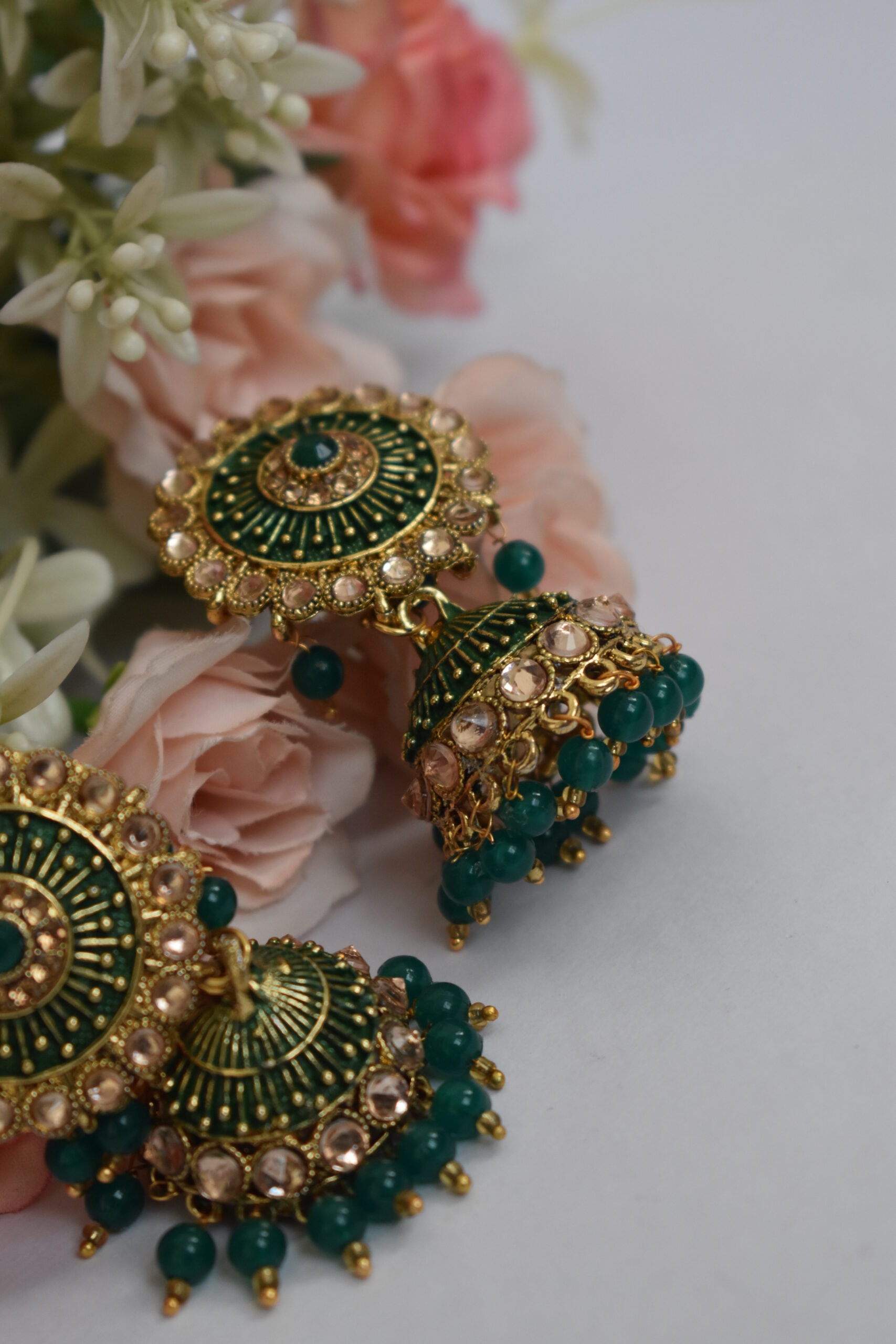 Embellished Meenakari Beads Jhumka Earrings Set