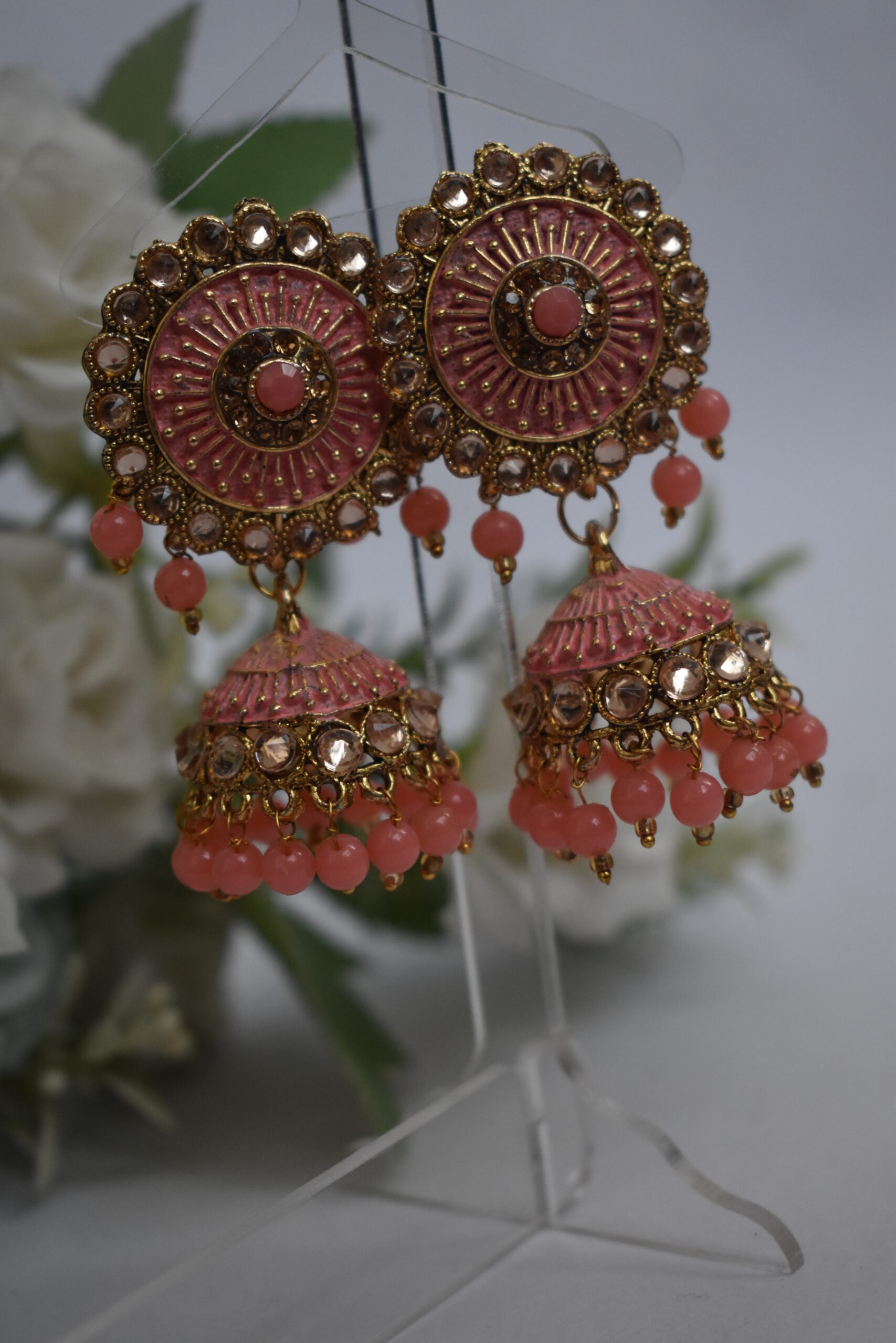 Embellished Meenakari Beads Jhumka Earrings Set