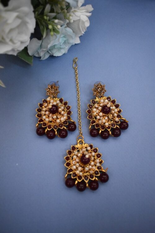 Gold Plated Pearl Embellished Necklace Set