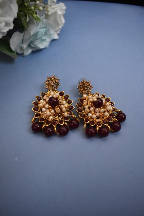 Gold Plated Pearl Embellished Necklace Set
