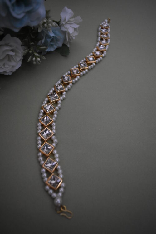 Pearl And Kundan Studded Beaded Hairband