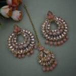 Gold Plated Kundan Pearl Earrings Set