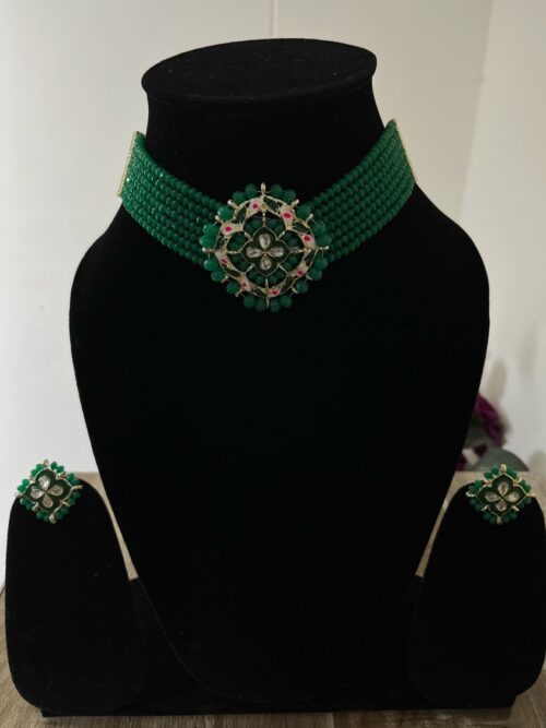 Beads Kundan & Meenakari Choker Set