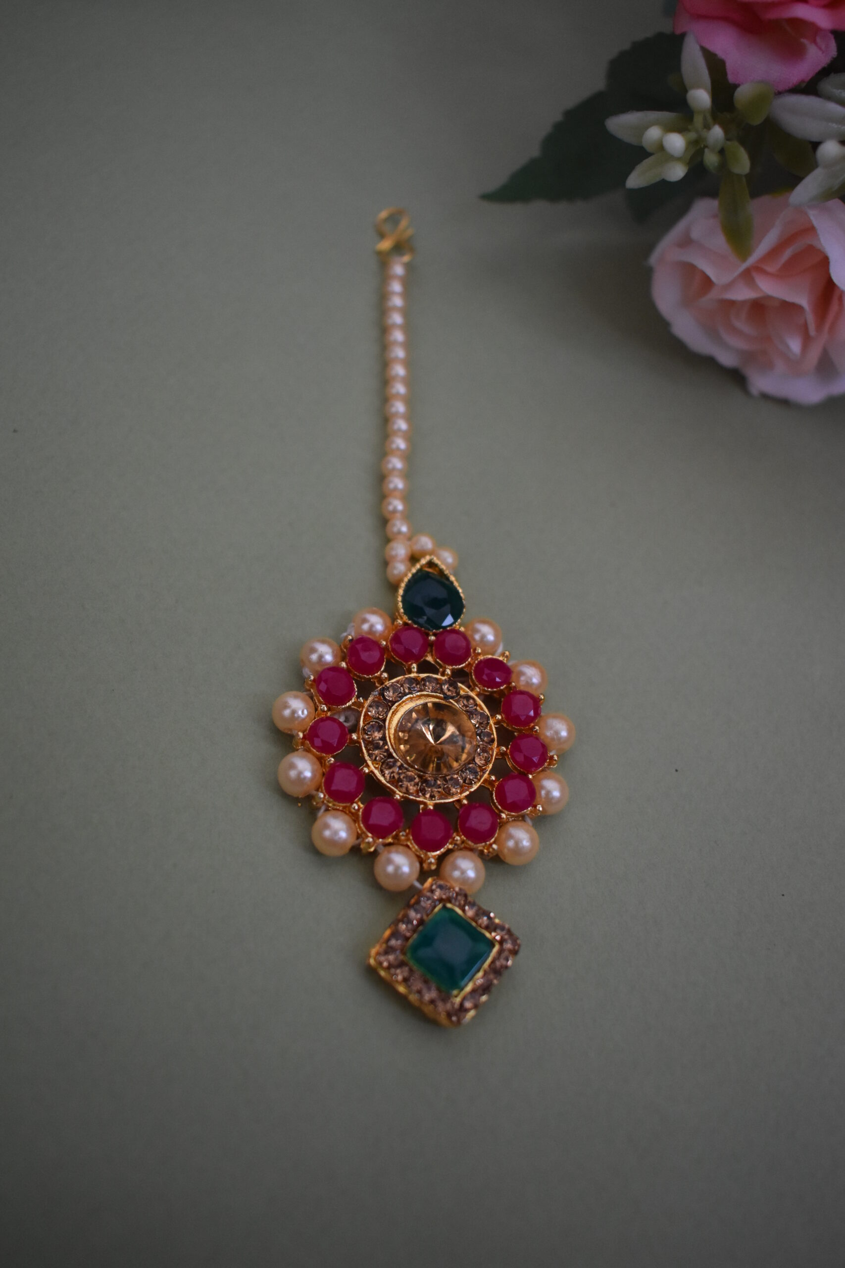 Stone Studded Multi Color Wedding Wear Necklace Set