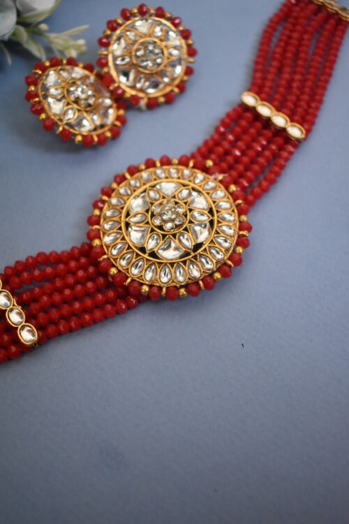 Crystal Kundan Choker Set with Earrings