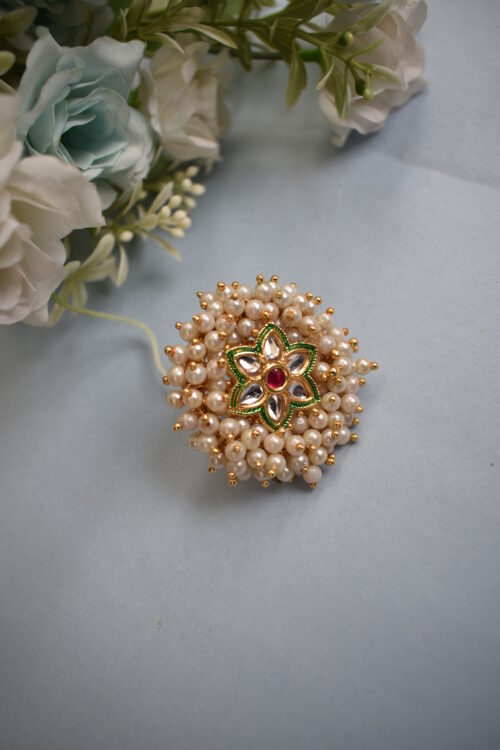 Beautiful Traditional Ring With Beads & Meenakari Work