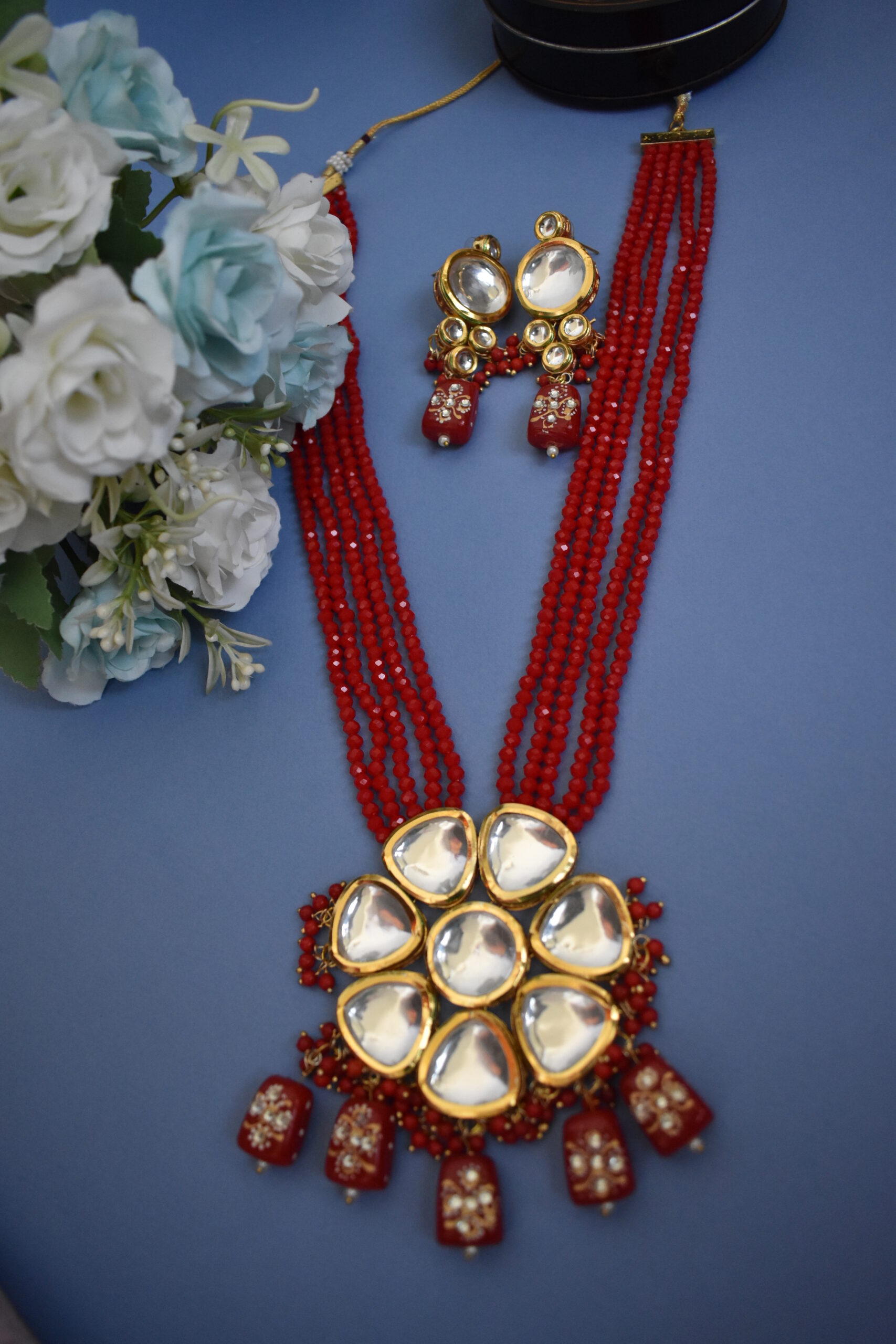 Indian Traditional Kundan And Meenakari Long Necklace Set
