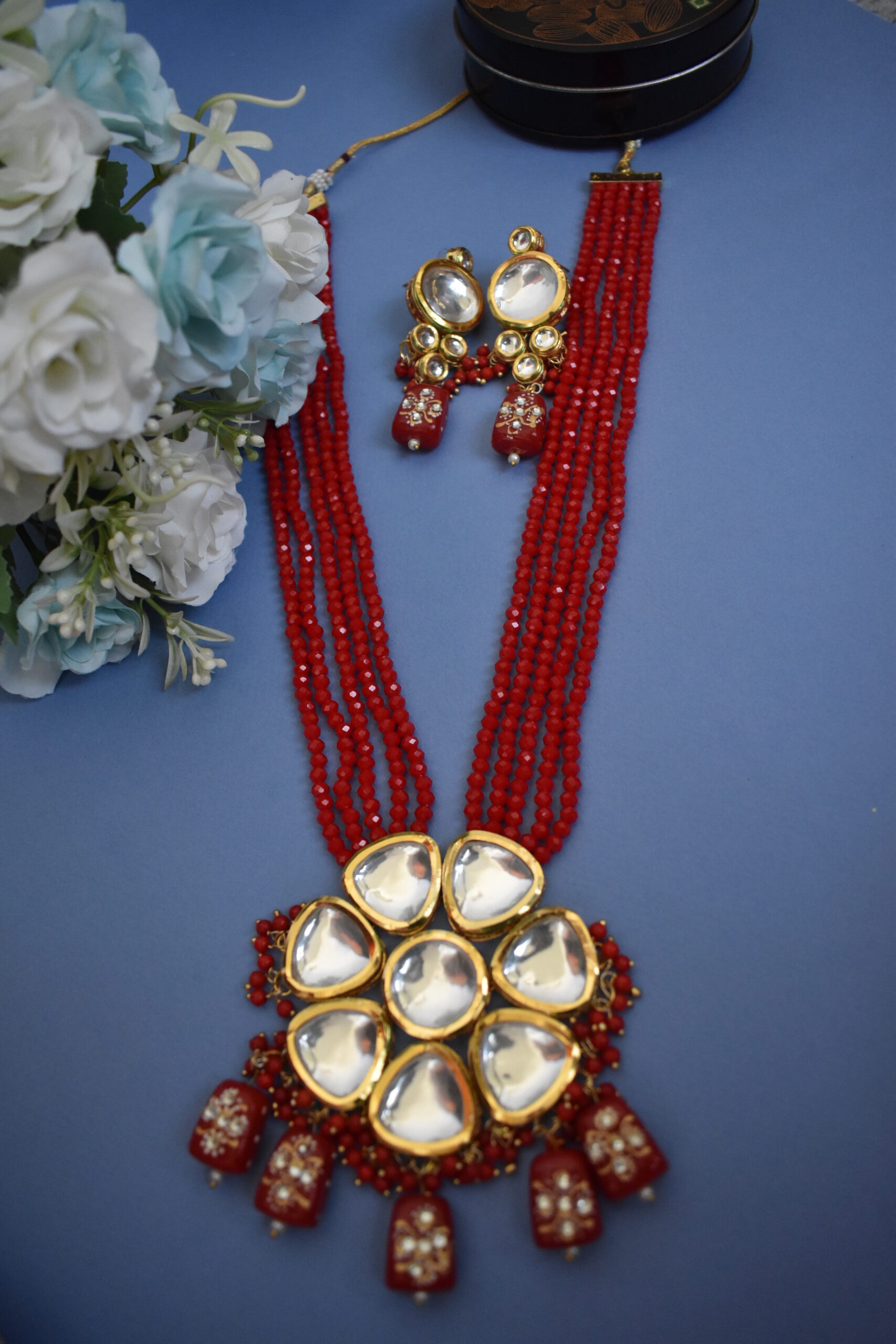 Indian Traditional Kundan And Meenakari Long Necklace Set