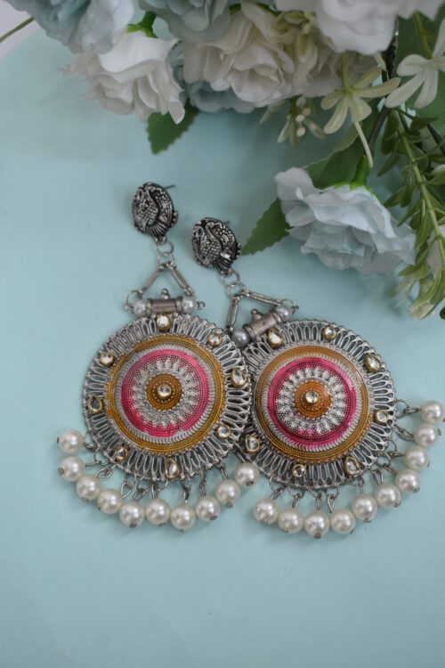 Oxidised German Silver Earrings - Traditional Touch