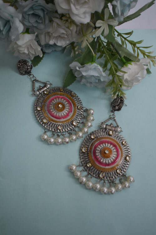 Oxidised German Silver Earrings - Traditional Touch