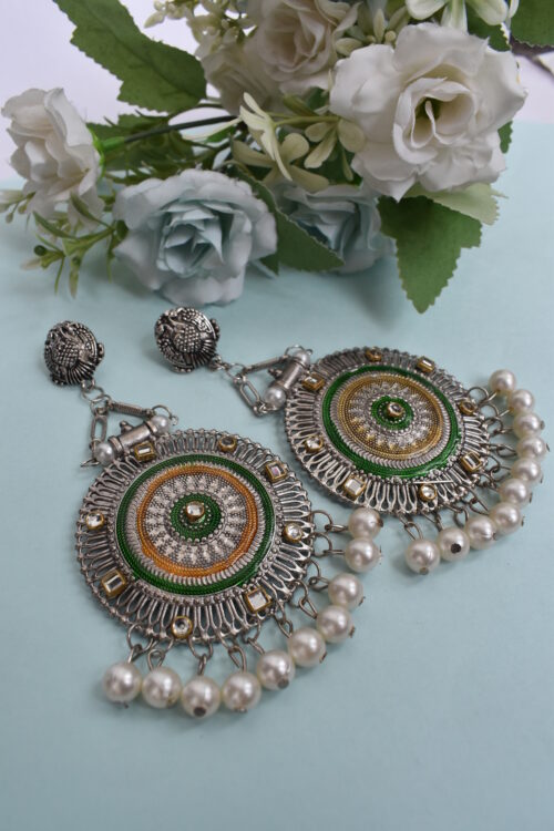 Traditional Oxidised German Silver Earrings - Classic Ethnic Appeal
