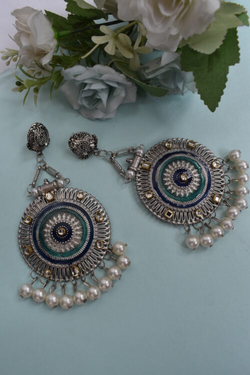 Traditional Oxidised German Silver Earrings - Classic Ethnic Appeal