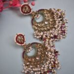 Beautiful Kundan Chandbali Earrings Adorned With Pearls and Stones