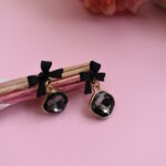 Midnight Bow Crystal Drop Earrings
