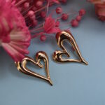Golden Love Heart Stud Drop Earrings