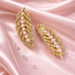 Beautiful Leaf Shaped Golden Crystal Hair Pin Clips